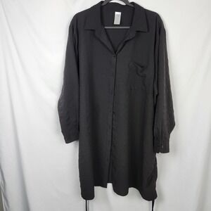Time and Tru Black Soft Long‎ Sleeve Button Down Tunic Shirt Dress Sz 3X 24W-26W